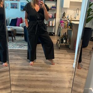 H&M+ Black Denim Jumpsuit